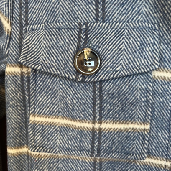 Jason Maxwell Blue & Tan Plaid Button Up Heavyweight Shirt Jacket Size S - Picture 4 of 10